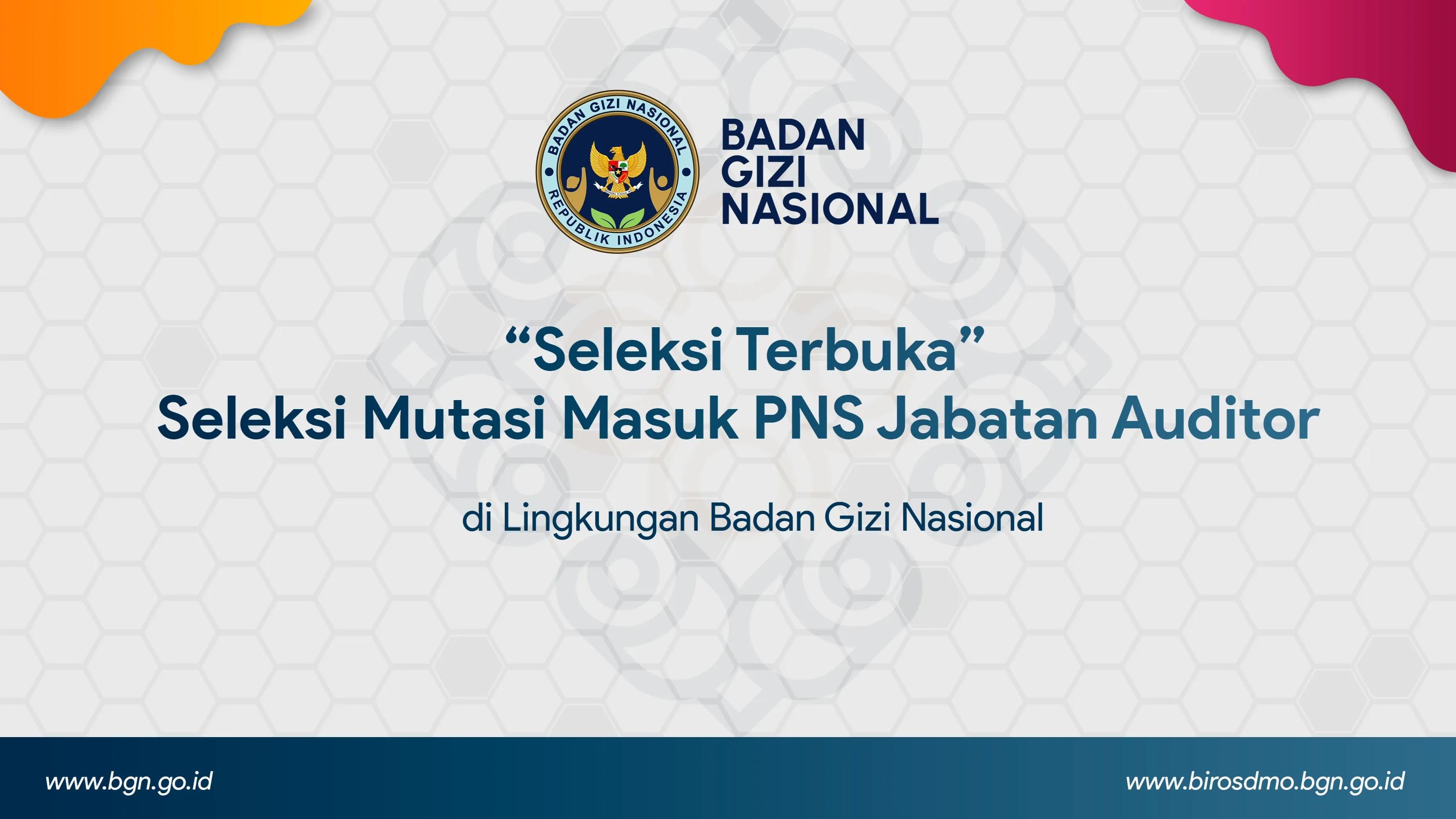 Seleksi Terbuka - Seleksi Mutasi Masuk PNS Jabatan Auditor di Lingkungan Badan Gizi Nasional Lhokseumawe
